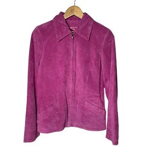 KAOS Pink Christel Genuine Suede Leather Jacket zip Up Size 38 EU US Small